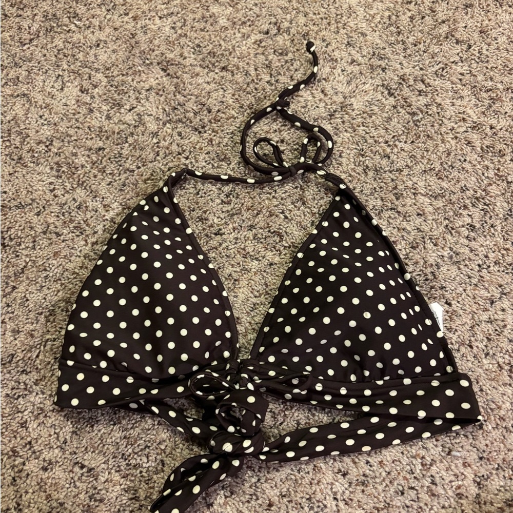 Mossimo Supply Co. Brown and White Polka Dot Bikini Top